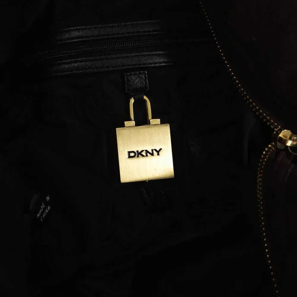 DKNY Slouchy Hobo Bag Brown Suede Chain Strap Y2K Boho Luxe